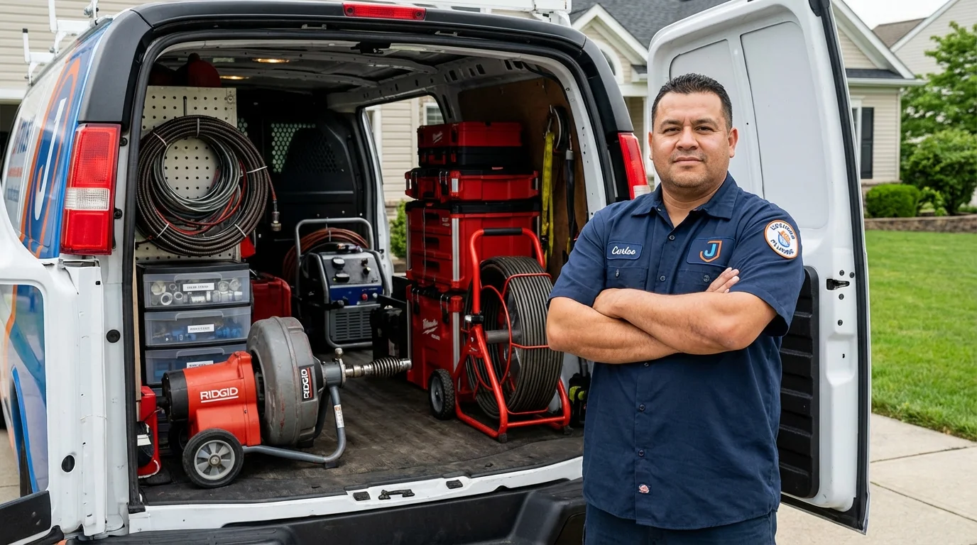 Professional drain cleaning equipment and Johns Plumbing LLC plumber in Thermal