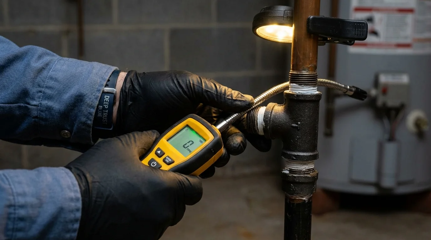 Gas leak detection with electronic sniffer by Johns Plumbing LLC in Thermal