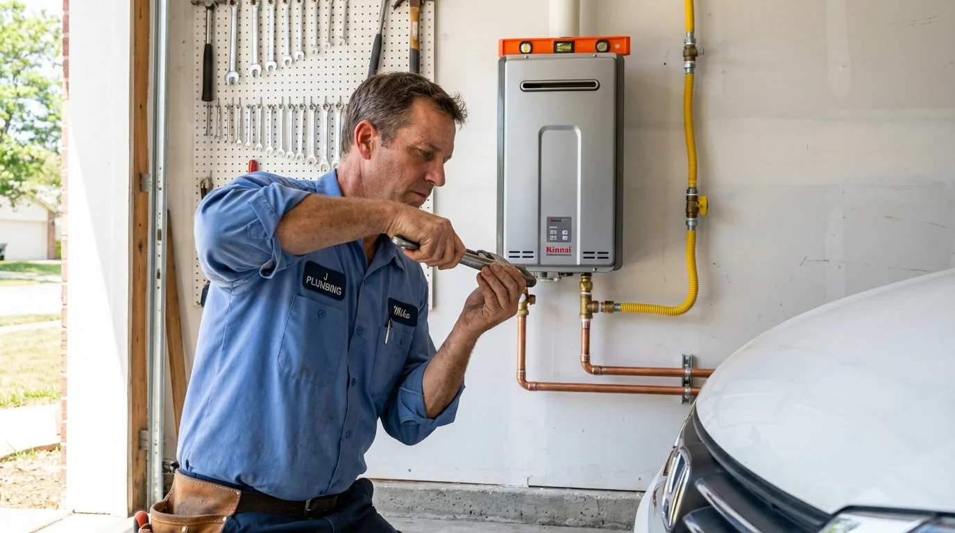 Tankless water heater installation by a Johns Plumbing LLC plumber in Thermal